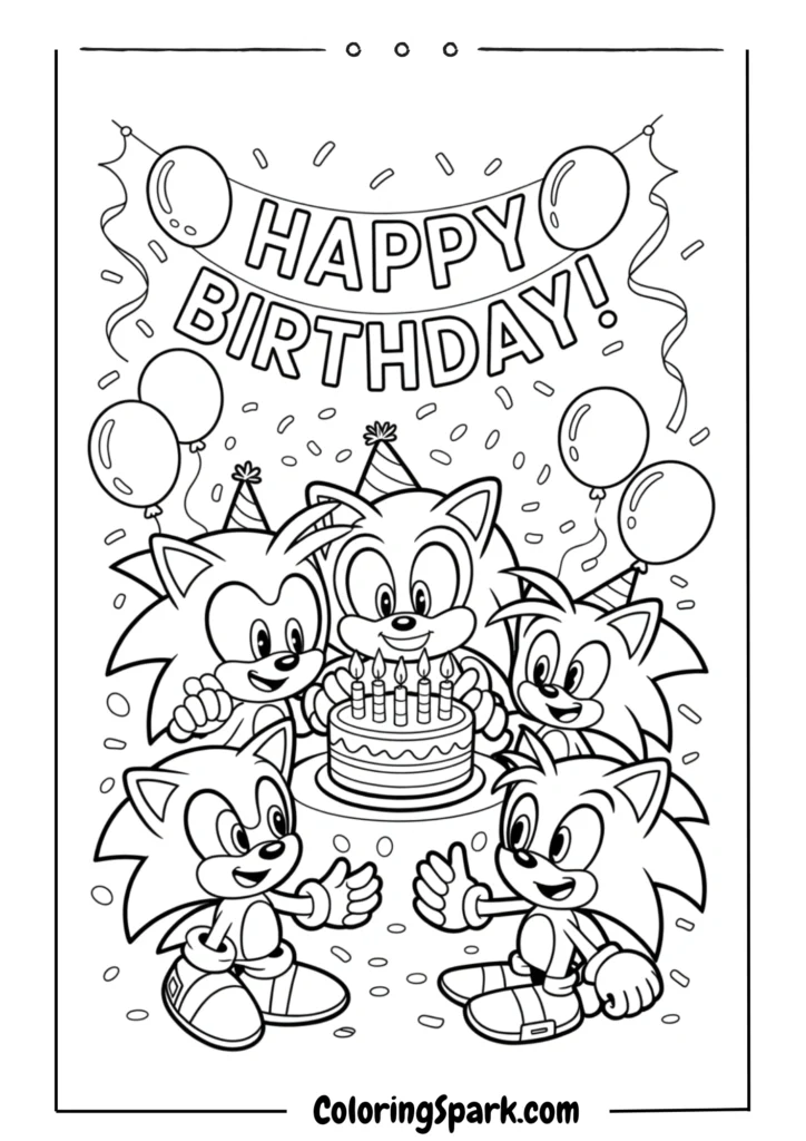 A Sonic and friends celebrating a birthday