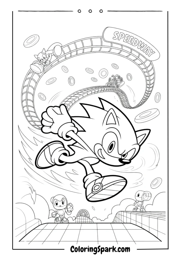 A Sonic collecting golden rings in a classic loop