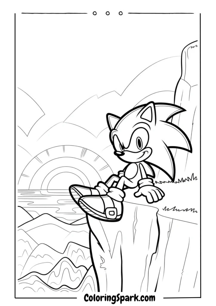 A Sonic sitting on a cliff