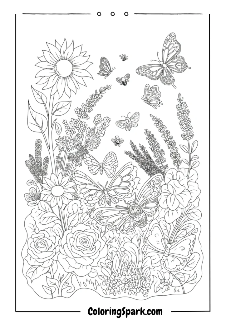 A butterfly garden with tall blooming flowers