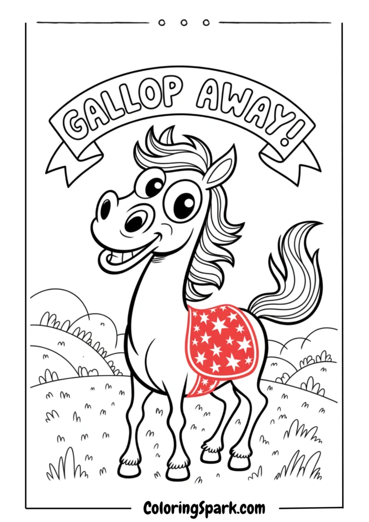 A cartoon-style horse