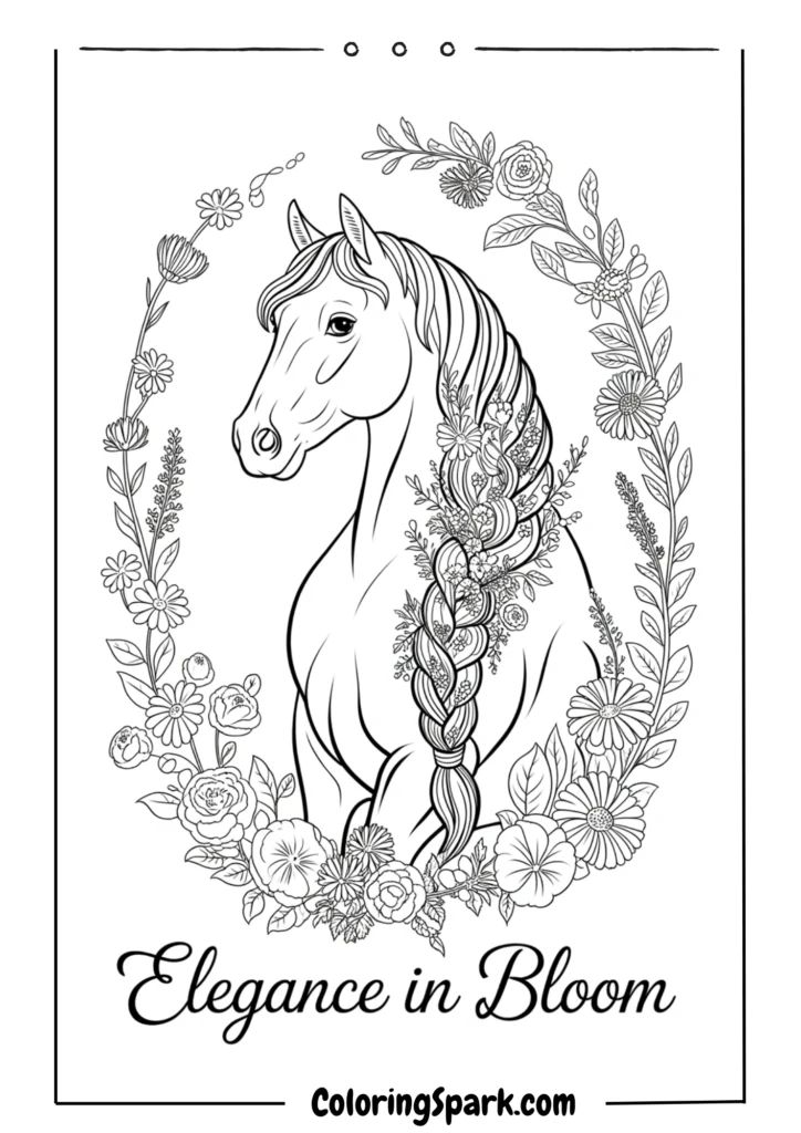 A horse with braided mane