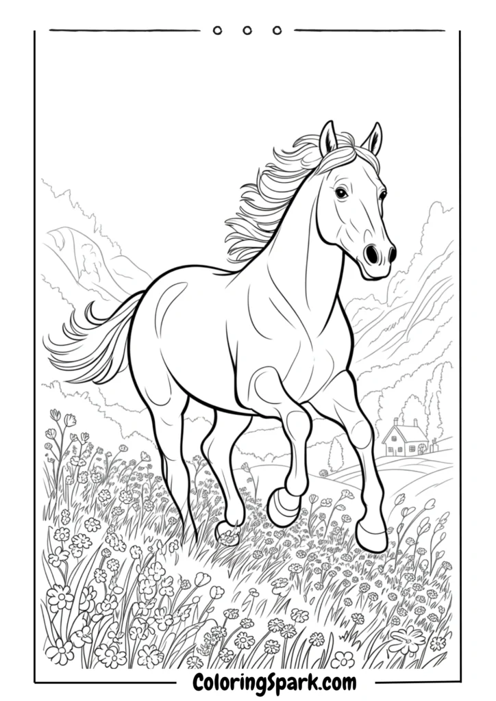 A majestic horse running freely across