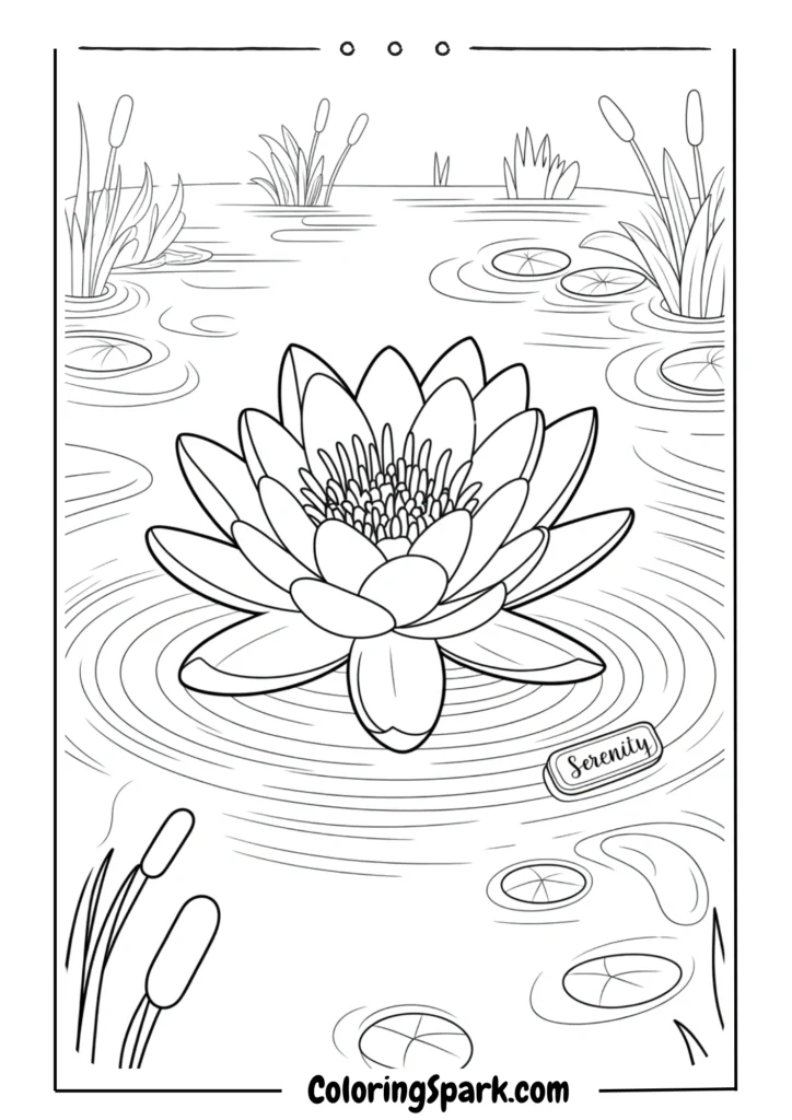 A peaceful scene with a single blooming