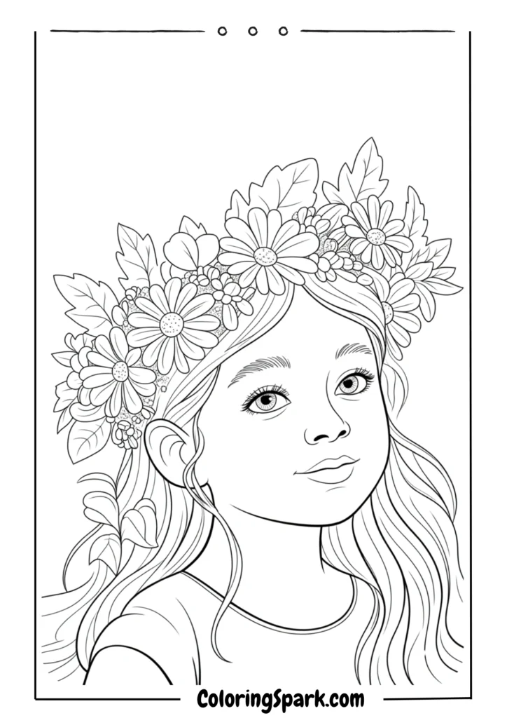 Crown made of flowers like daisies and ivy