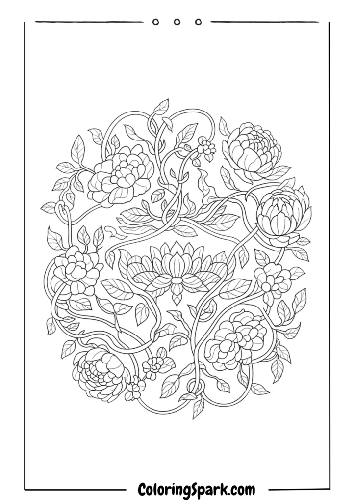 Floral mandala made of peonies