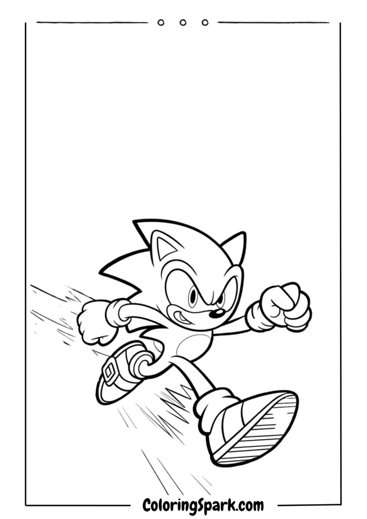 Sonic running at full speed through a futuristic cityscape