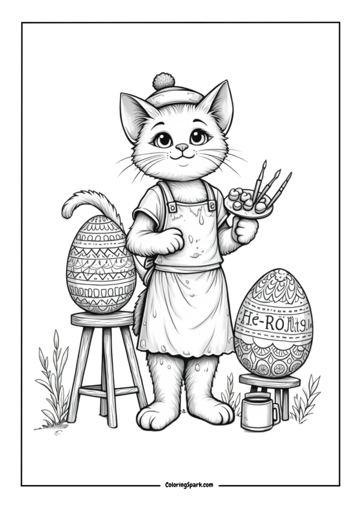 Easter Bunny painter Cat