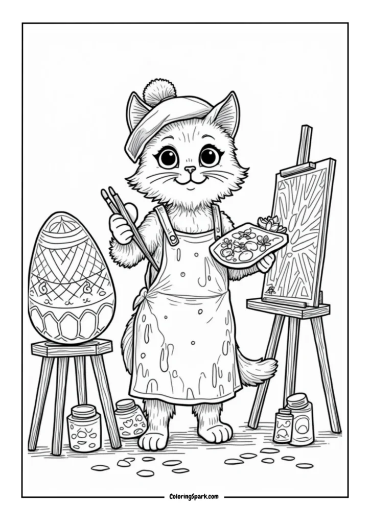 Easter Egg Painter Cat