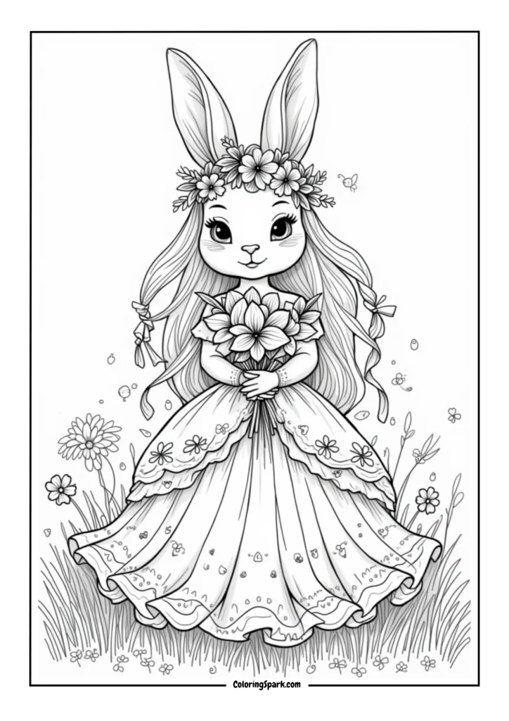 Easter bunny in a flowing ball