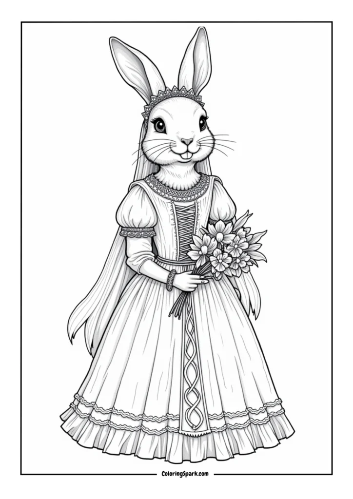 Easter bunny in corseted bodice