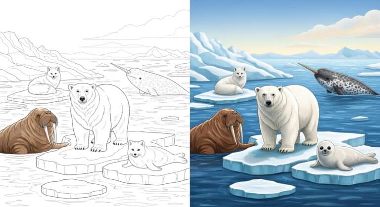 Arctic Animals Coloring Page