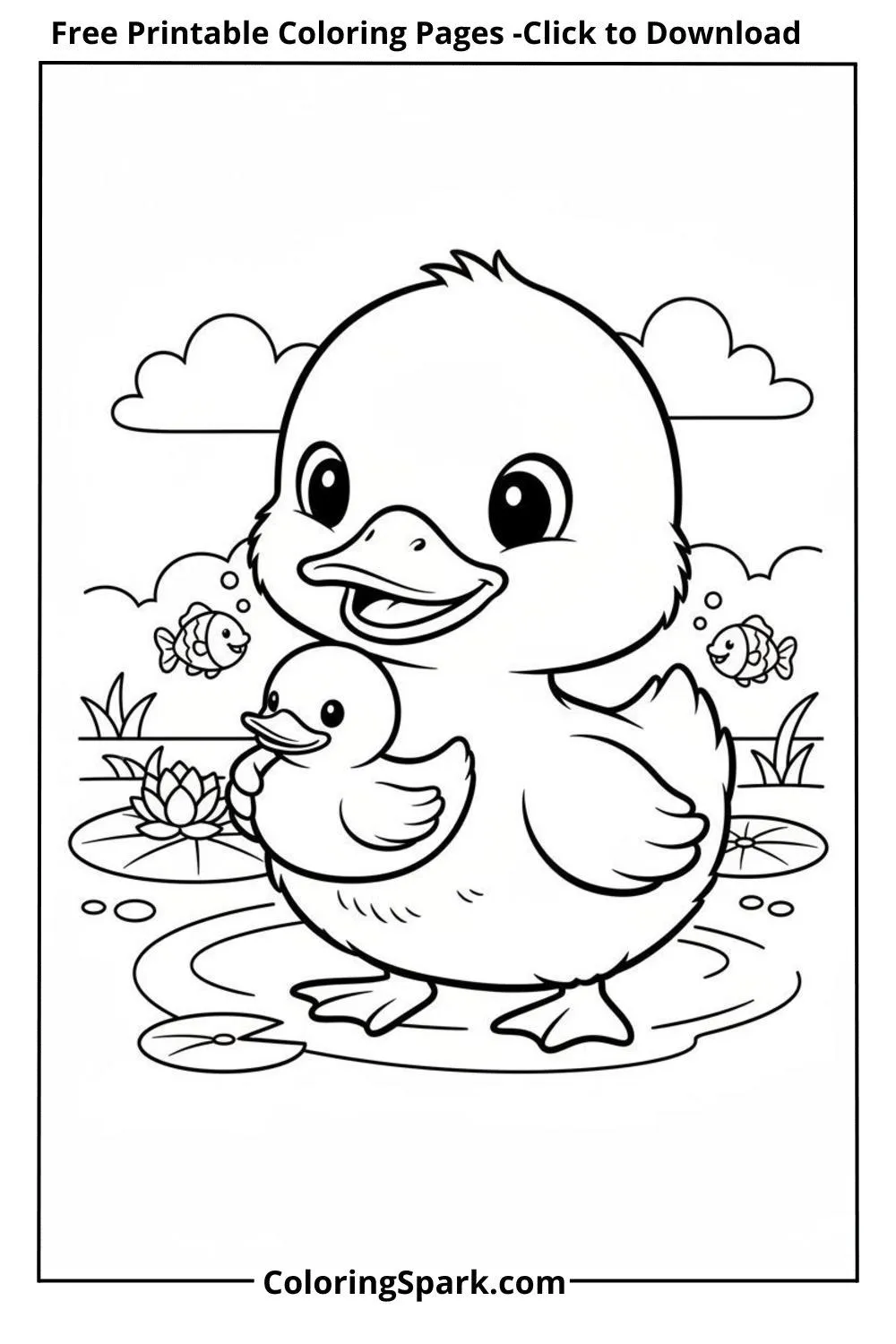 Baby Animal Coloring Pages-baby duck coloring pages