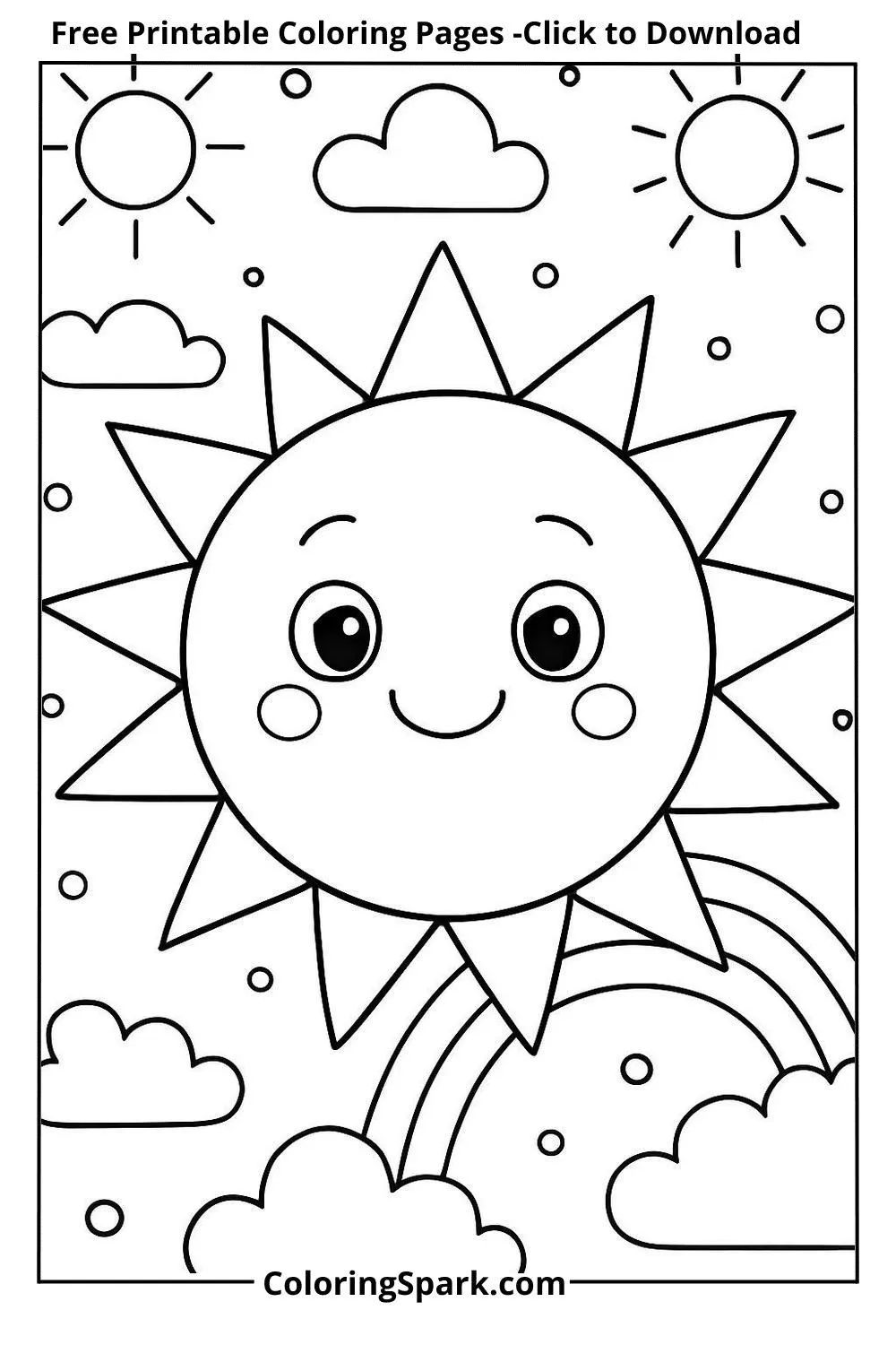 Sun Coloring Pages-sun with rays coloring pages