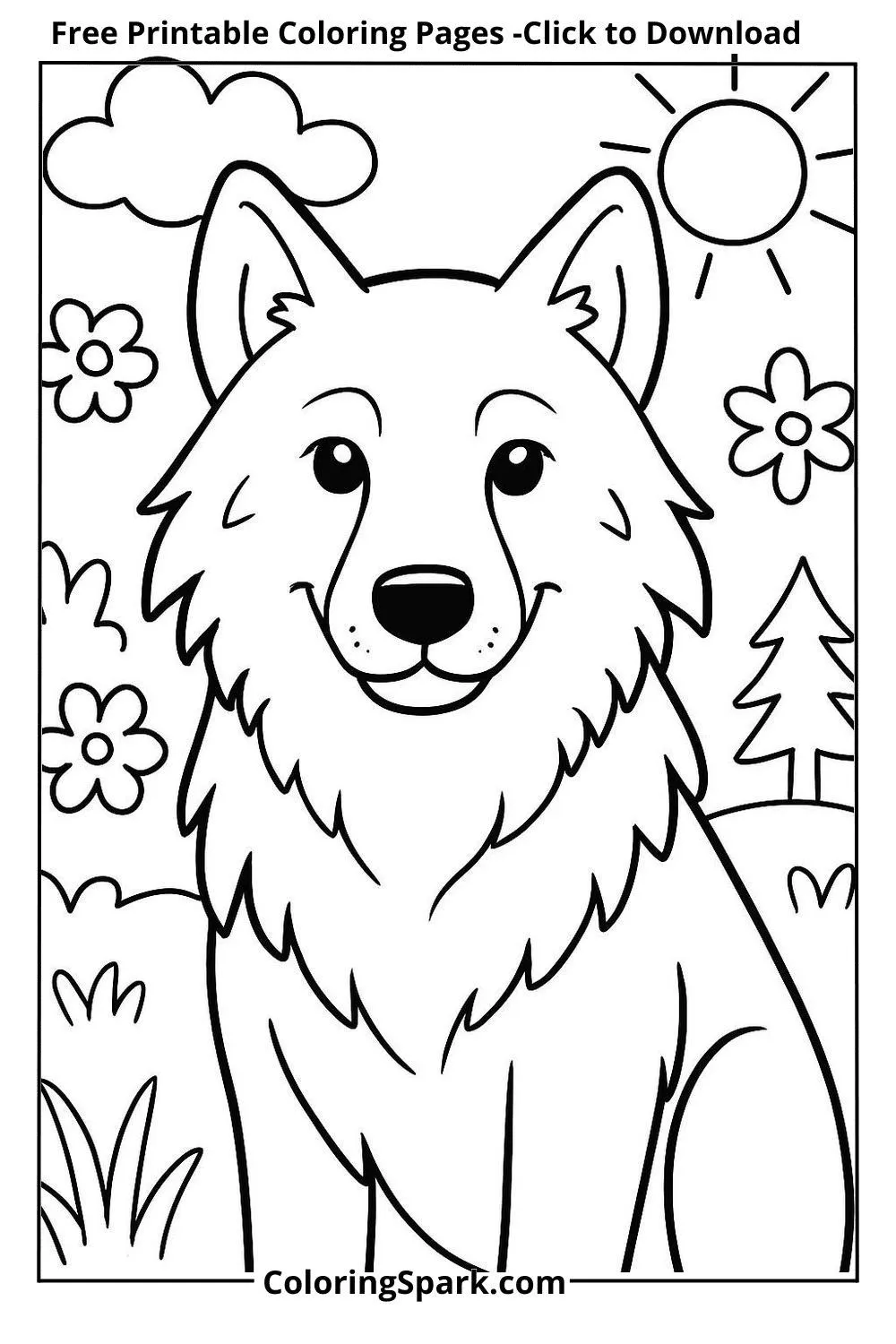 Wolf Coloring Pages-simple wolf coloring pages