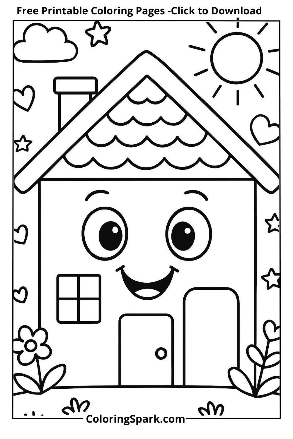 simple house coloring pages